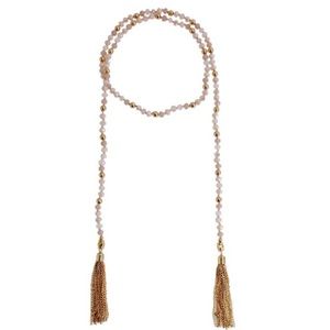 Women's Wrap Necklace w/ Tassels Gold/Ivory (40")
